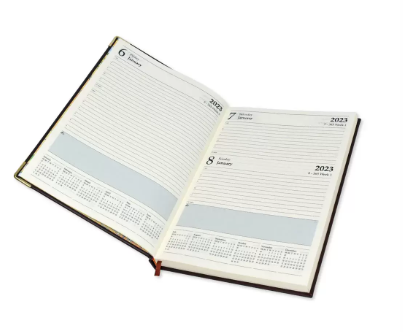 FIS 2023 Diary A4 PU English 1-Side Padded Gold Corner Dark Brown - FSDI48EPG23DBR