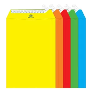 FIS Color Envelopes, Peel & Seal, Neon Assorted Colors, Pack of 50 Pcs. 9 x 6 inch, 80 GSM - FSEC8032P5B50