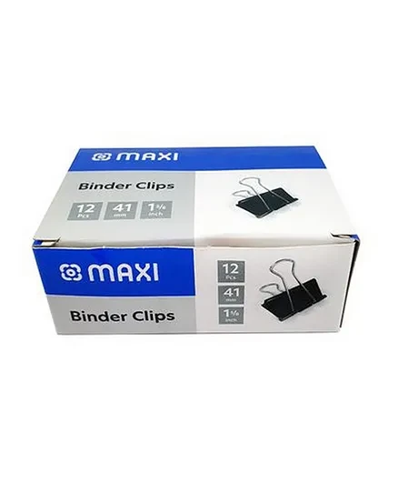 Maxi Binder Clip 41mm Black - 12 Pieces/Box