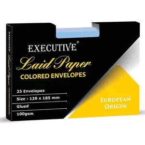 FIS Executive Laid Paper Envelopes Glued, Pack of 25 Pcs. Blue Color, 120 x 185 mm Size, 100 GSM - FSEE1020GBLB25