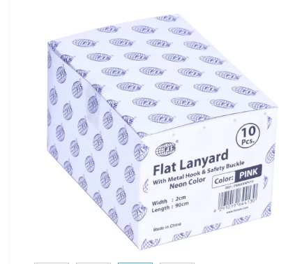 10-Piece FIS Neon Flat Lanyard Pink with Metal Hook & Safety Buckle, 2X90cm - FSNASNPI-10