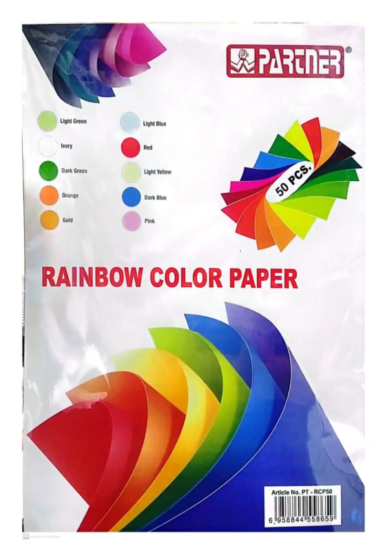 Partner Rainbow Color Paper 50-Piece