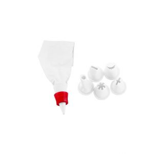 Royalford 5 Nozzle Set With Icing Bag - Plastic - White