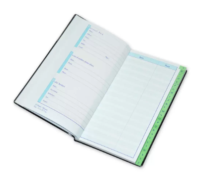 FIS Address Book English with PVC Cover, 115 x 217 mm Size, 52 Sheets - FSAD115217PE