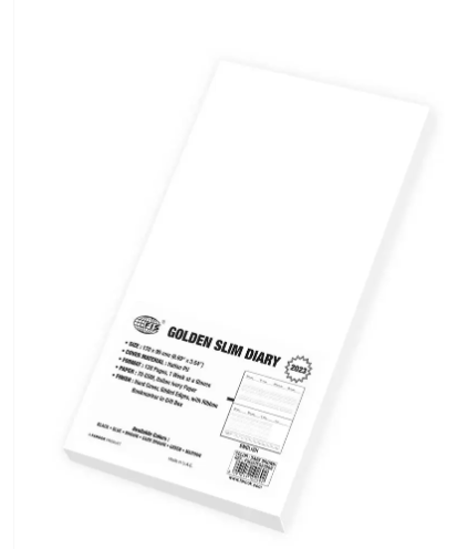 FIS 2023 Golden Slim Diary (English) Italian PU Hard Cover Dark Brown - FSDI57EG23DBR