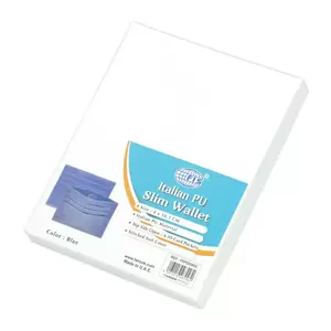 FIS Italian PU Soft Cover Stiched Slim Wallet Polyurethane For Unisex, Top Side open 6 ID Card Pockets, Size 8 x 10.5 cm, Blue Colour - FSPQSW02