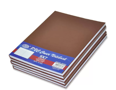 5-Piece FIS PVC Cover Notebook 9X7 Inch, 2-Quires Brown - FSNB9X72QPVCBR