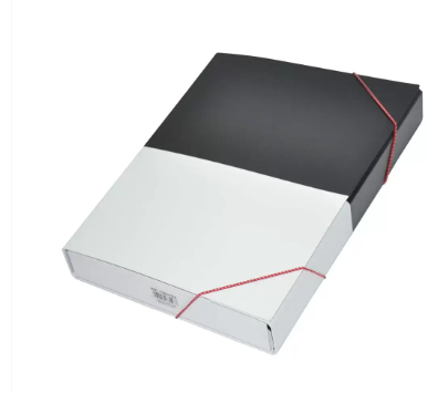 FIS PP Document Bag with Elastic Band, Black & White Color, F/S (210 x 330 mm) Size - FSBD1225