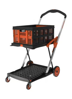 Folding, Double, Level Platform Trolley, Orange 20/60kg