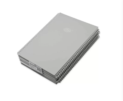 FIS Pack of 5 PP Spiral Hard Cover Note Book A4, Single Line, 100 Sheets, Grey -FSNBSA4SLIPPGY