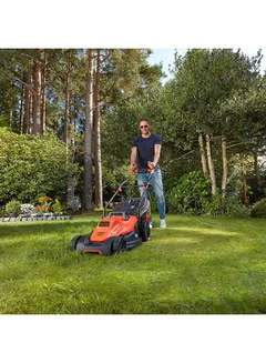 Lawn Mower, With Bike Handle, Orange/Black