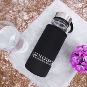 Royalford Glass Water Bottle With Bag - Glass - Clear - 800 ML