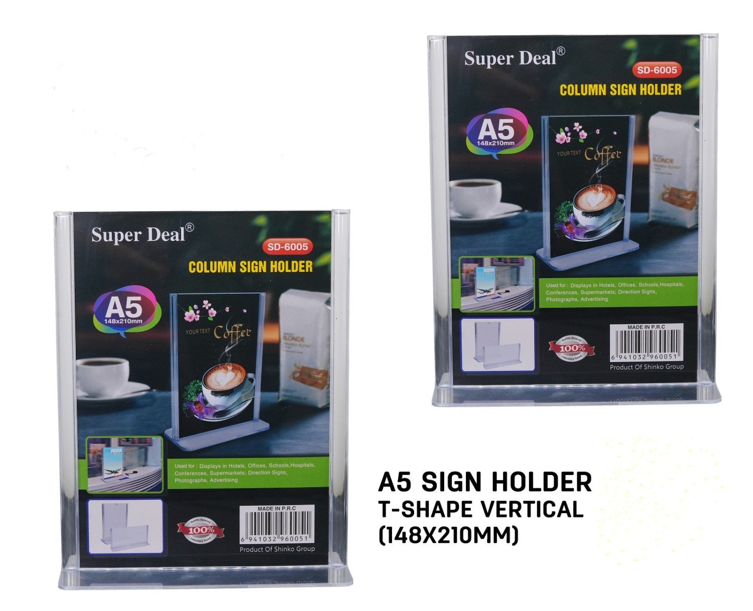 Acrylic Sign Holder T Shape A5 Vertical
