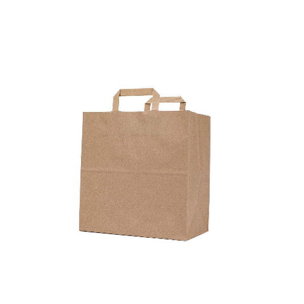 Kraft Brown Paper Bag Flat Handle  24x12x31 cm 100 Pieces