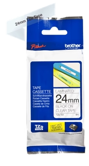 Brother P-touch 24mm TZ-151 Laminated Tape, 8 m, Black on Clear