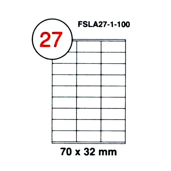 FIS Multipurpose Laser Labels, Colour White, Size 70X32MM, (27 Sticker x 100 Sheet) A4 Size, E.U. Origin Material - FSLA27-1-100