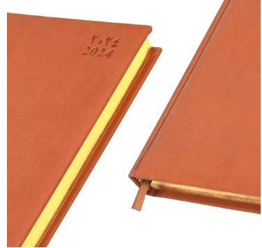 FIS Golden Diary 2024 (Arabic/English) A5, Italian PU, 1-Side Padded, Brown - FSDI20AEG24BR