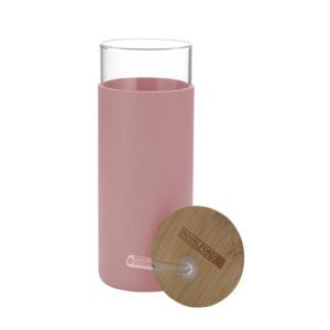 Royalford Bottle With Lid - Bamboo - Pink - 450 ML