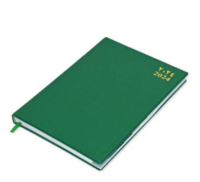 FIS 2024 Agenda Diary Arabic/English Left Side Opening with 12 Months Index, PVC Hard Cover Green - FSDI63AEL24GR