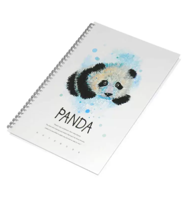 FIS Pack Of 5 Spiral Hard Cover Notebook, 96 Sheets A4 Panda Design 6 -FSNBSHCA496-PAN6