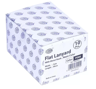 10-Piece FIS Neon Color Flat Lanyards with Metal Hook, Neon Pink Color, 2x90cm - FSNANPI/10