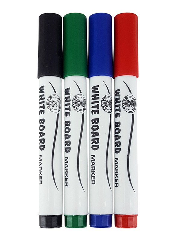SADAF 4PCS 5MM WHITE BOARD MARKER BL/BK/RD/GN (CHISEL TIP)