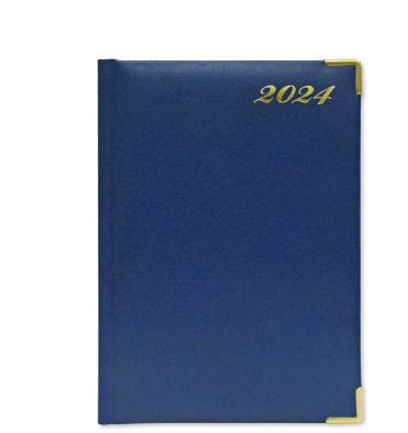 Fis 2024 A5 Diaryac,Gold Corners,English Vinyl 1Side Padded Blue -FSDI22E24BL
