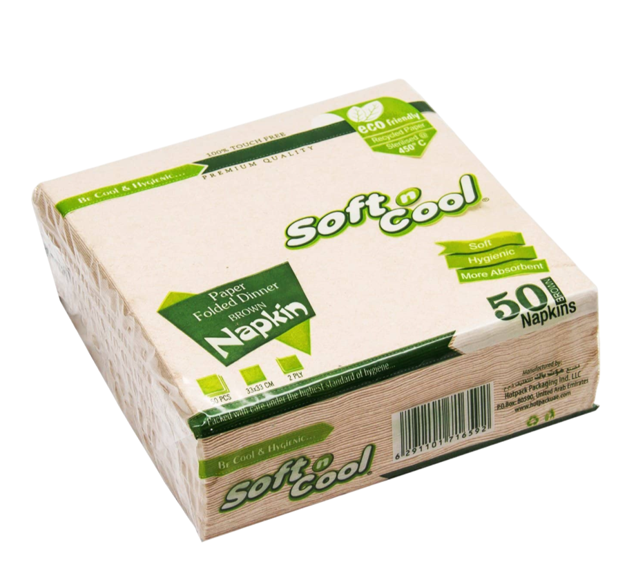 Soft n Cool Paper Folded Brown Napkin 40 X 40 Cm 2000 Pieces