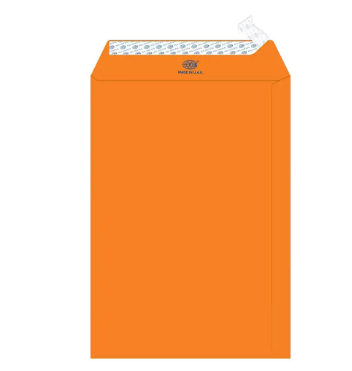 FIS Color Envelopes Peel & Seal, Neon Colors, Pack of 50 Pcs. Orange Color, 10 x 7 Inch, 80 GSM - FSEC8033PBOR50