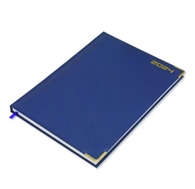 FIS 2024 A4 Diary English Vinyl 1-Side Padded Gold Corner Blue - FSDI48EG24BL