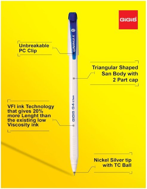 Unimax GIGIS G 4 0.7mm Ballpoint Pen (50 Pcs Box ) Green