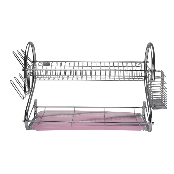 Royalford RF1151DRL 2 Layer Metal Dish Rack - Multi-Purpose Draining Board With Drip Tray, Durable And Easy To Assemble | Wall Hanging Dish Rack With Plastic Drip Tray