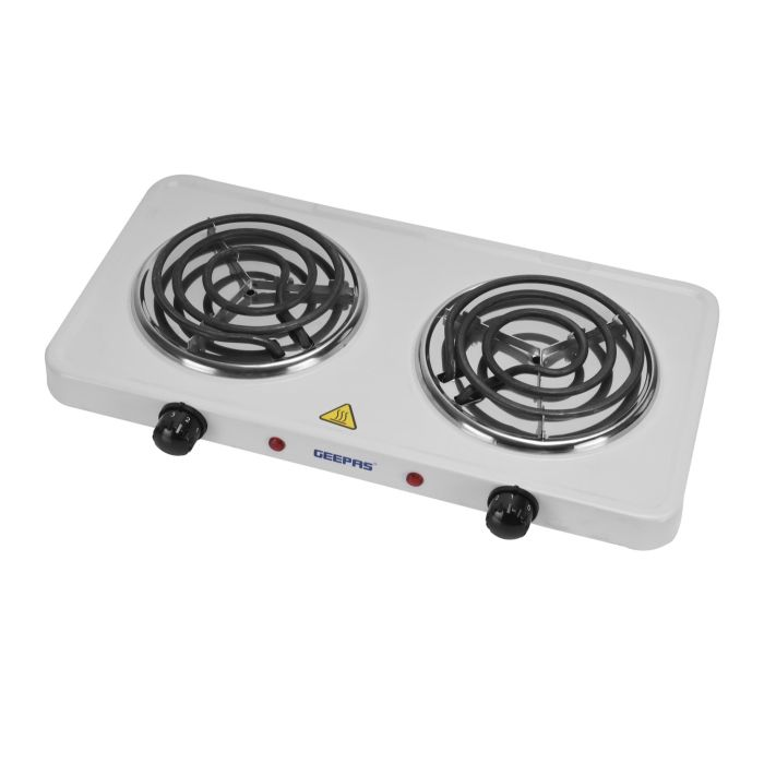 Geepas Electric Double Hot Plate - 2000W Dual Hot Plate For Flexible Precise Table Top Cooking Spiral Heating Plates | Portable Electric Hob With 2 Temperature Control | Ideal For Home, Camping & Cara