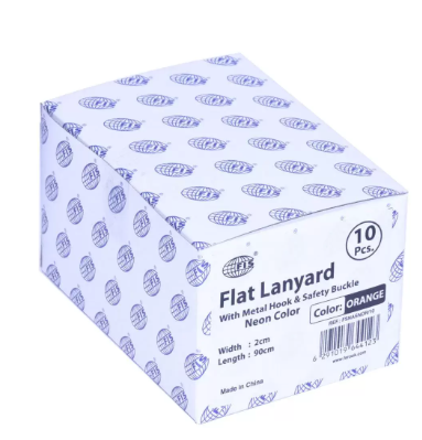 10-Piece FIS Neon Flat Lanyard Orange with Metal Hook & Safety Buckle, 2X90cm - FSNASNOR-10