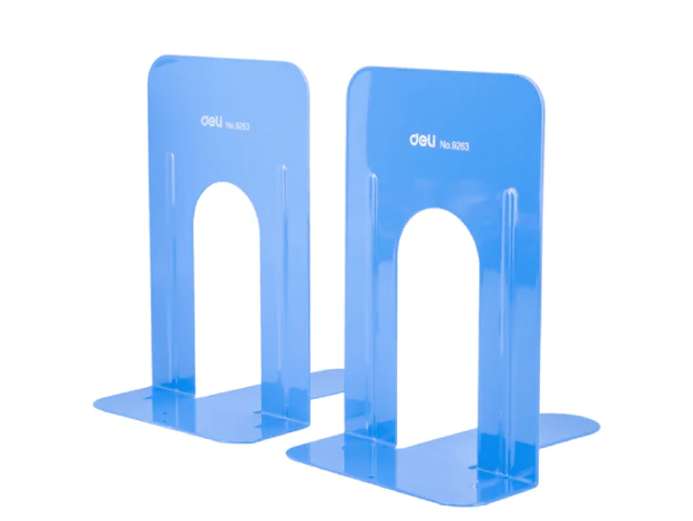 DELI 9263 Metal Book Ends, 9 inches, 51x32.5x21cm, 2pcs/set, Blue