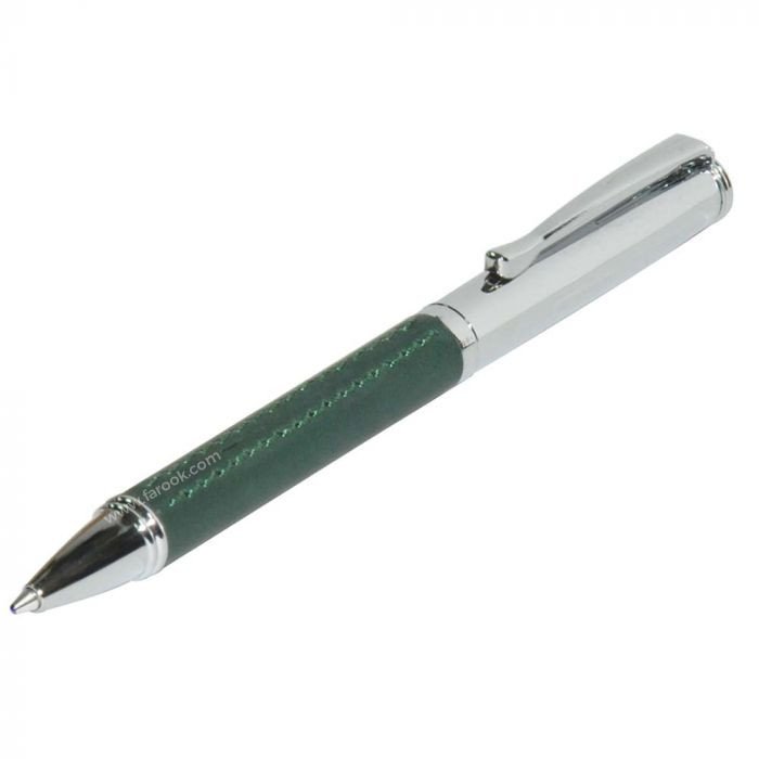 FIS Pen Silver with Italian PU Green with Gift Box - FSPNSPUGR