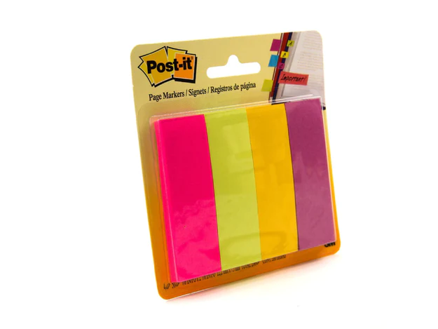 Post-It Assorted Colors Page Markers, 1 Inch x 3 Inch, 4P/50S