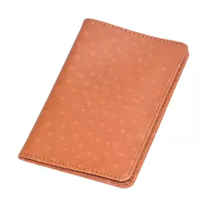 FIS Ostrich Italian PU Passport Cover With Pockets & 2 Sim Cards Holder With Gift Box, Brown Color, 10 x 14 cm Size - FSGNOBR
