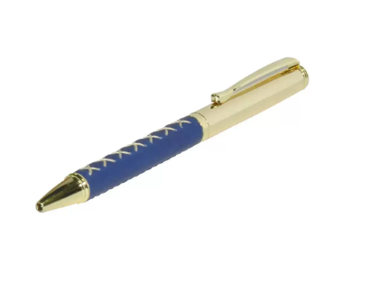 FIS Gold Pens with Italian PU Wrapper and Gift Box, Blue Colour - FSPNGCSPUBL