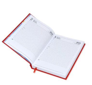 Fis 2023 A5 Diary,Vinyl, English 1 Side Padded Red -FSDI18E23RE