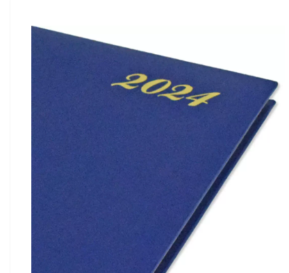 FIS Executive Diary 2024 English/French (1-Week at a glance) Vinyl, 1-Side Padded, Cover, Blue - FSDI34E24BL