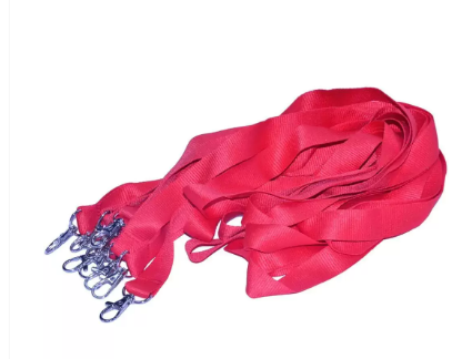 10-Piece FIS Flat Lanyard Red with Metal Hook 2X90cm - FSNA07-2CM/10