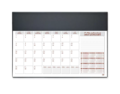 FIS Year Planner 2024 (Arabic/English) PVC Desk Blotter, Black- FSDK2AE24BK