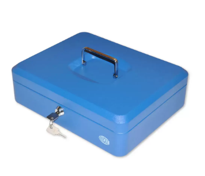 FIS Cash Box with Key, 12 Inch, Matt Finish Blue Color - FSCPTS0019BL