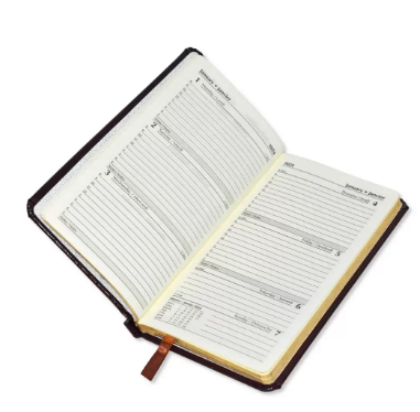 Fis 2024 Golden Slim diary Bonded Leather English & French - Burgundy -FSDI59EFGB24BU