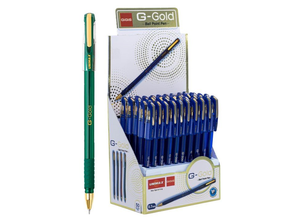 Unimax GIGIS G-Gold 0.7mm Ballpoint Pen 1 x 50 Pcs Box (Green)