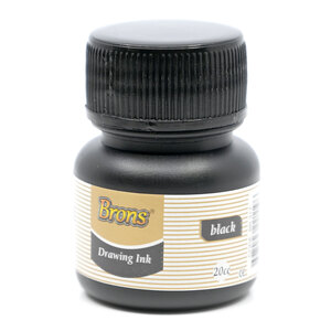 Brons Pack Of 12 Drawing Ink 20 Ml, Black -KRIKBR-317BK
