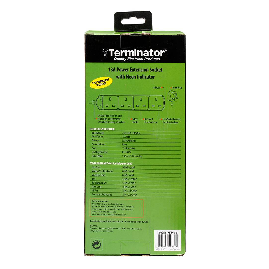 4 Way UK Power Extension Socket 5M Cable 13A
