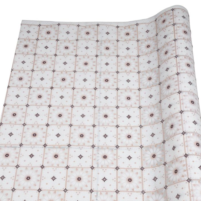 Royalford RF9496 1.37 X 20M PVC Table Roll - Tablecloth Cover Protector | Tablecloth Daisy Silver, Small Polka Floral, Wipe Clean, Vinyl / Plastic Table Cloth | Spill Proof Reusable Roll
