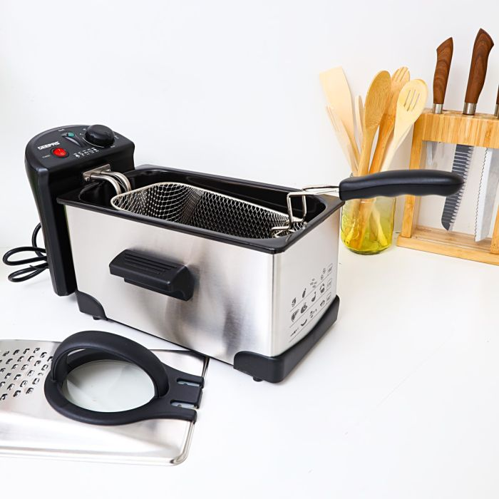 Deep Fat Fryer 3L | Food Grade Stainless Steel Body | Easy Clean Enamel Inner Pot | Temperature Control With Auto Shut-Off Safety | With Viewing Window | 2000W - 2 Years Warranty